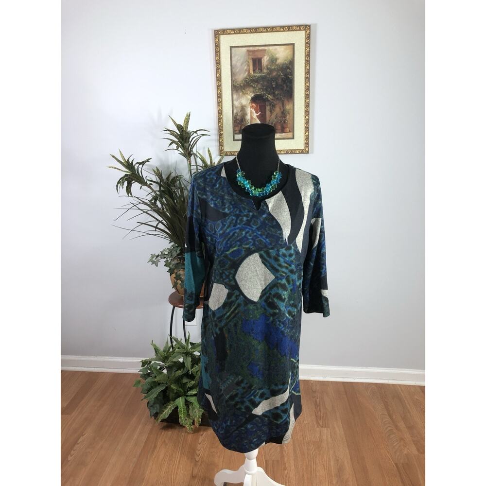 Simply Couture Women Dress XL Whimsigoth Long Sleeve Artsy Boho Geometric Pullov